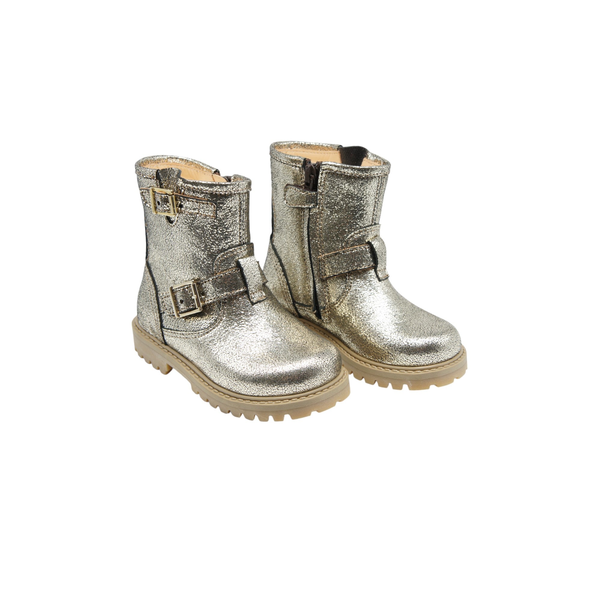 Biker boots gold sales